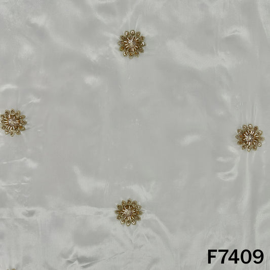 Dyeable Cut Dana Zari Sequins Work Upada Silk Fabric - F7409