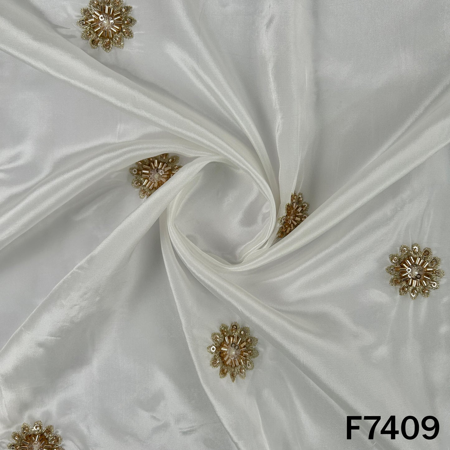Dyeable Cut Dana Zari Sequins Work Upada Silk Fabric - F7409