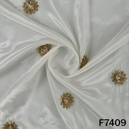 Dyeable Cut Dana Zari Sequins Work Upada Silk Fabric - F7409