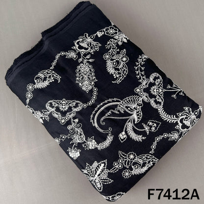 Thread Sequins Embroidered Linen Fabric - F7412
