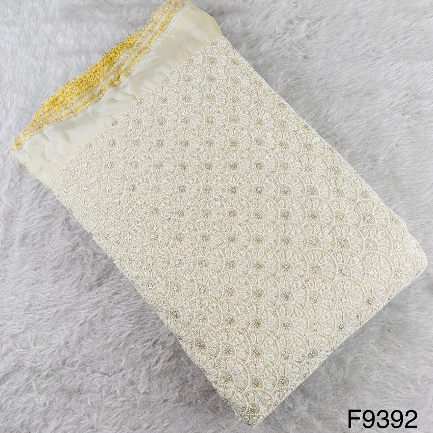 Dyeable Thread Sequins Embroidered Shimmer Tissue Fabric-F4392