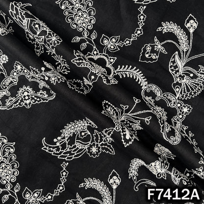 Thread Sequins Embroidered Linen Fabric - F7412