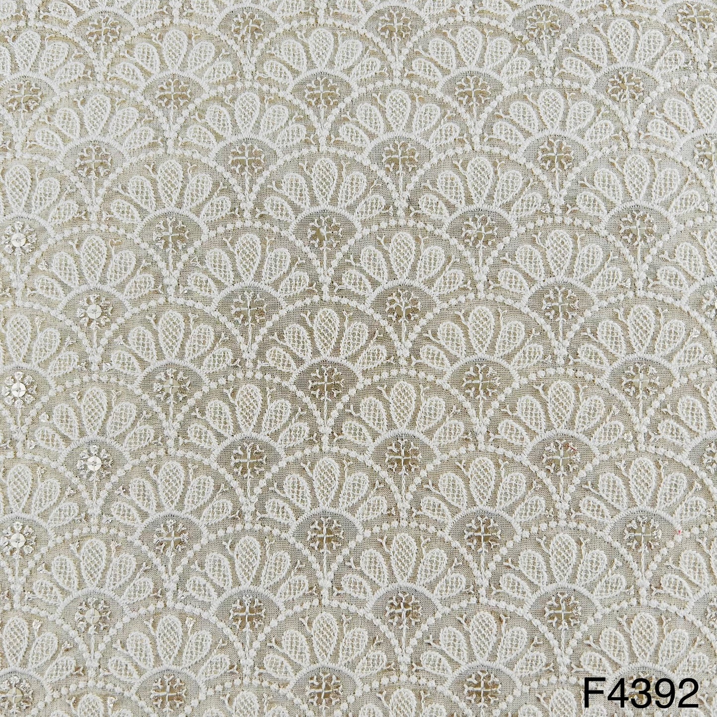 Dyeable Thread Sequins Embroidered Shimmer Tissue Fabric-F4392