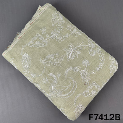 Thread Sequins Embroidered Linen Fabric - F7412