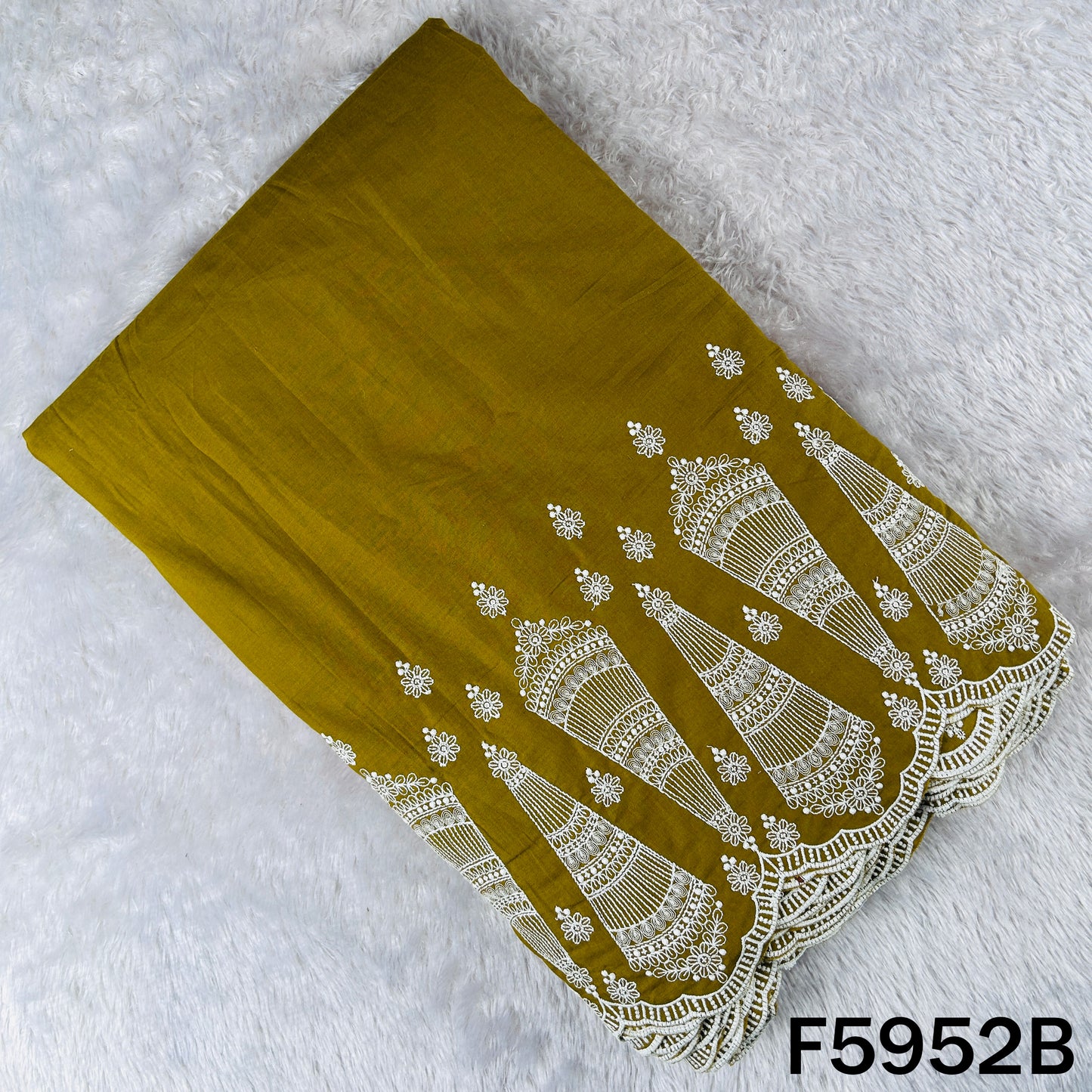 Digital Print Thread Embroidered Cotton Fabric - F5952