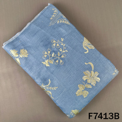 Zari Sequins Foil Work Linen Fabric - F7413