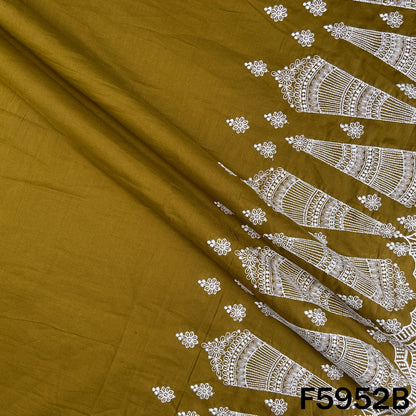 Digital Print Thread Embroidered Cotton Fabric - F5952