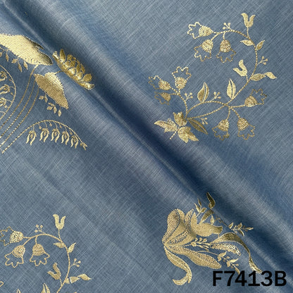 Zari Sequins Foil Work Linen Fabric - F7413