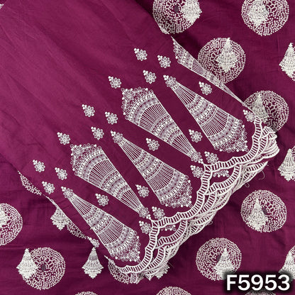 Digital Print Thread Embroidered Cotton Fabric - F5953