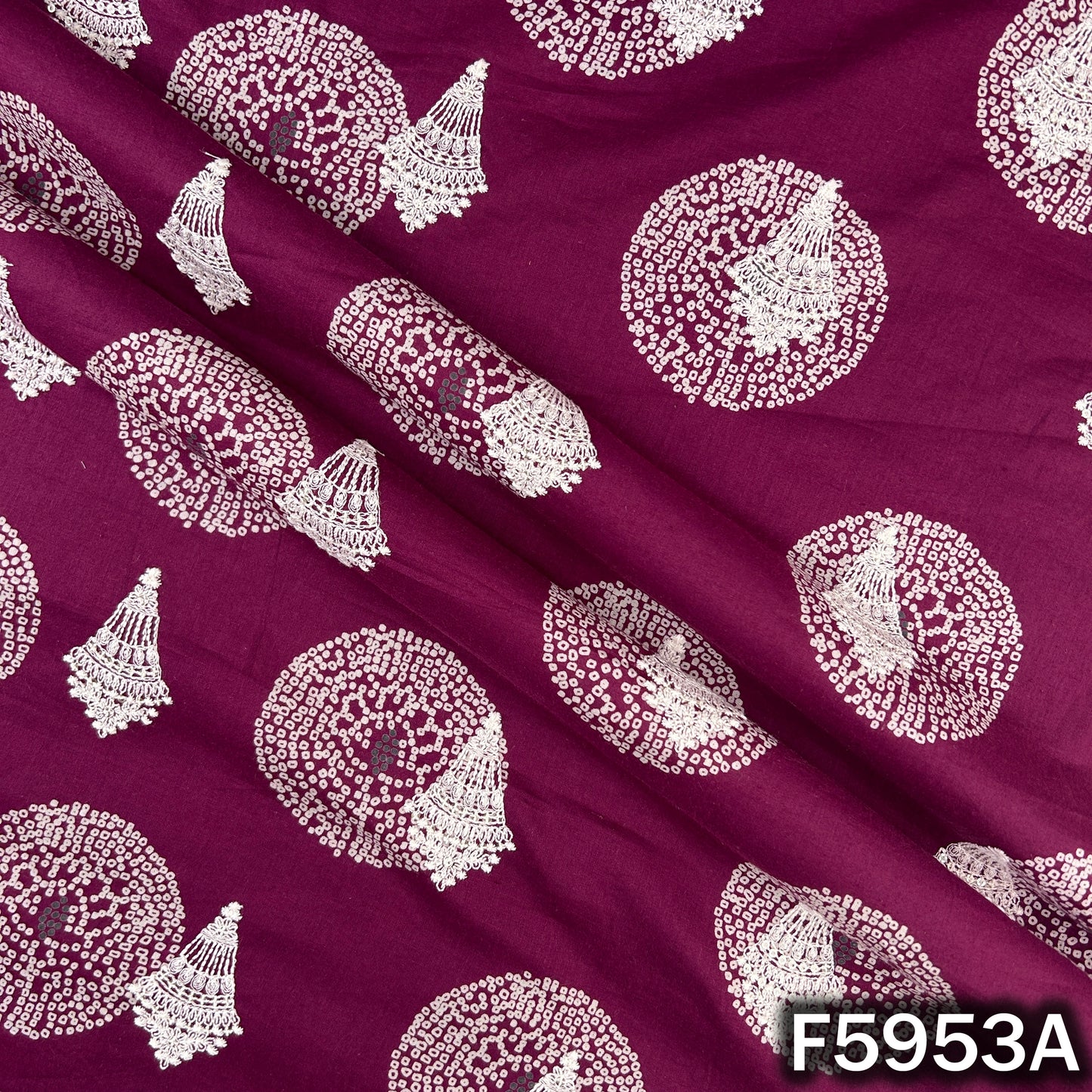 Digital Print Thread Embroidered Cotton Fabric - F5953