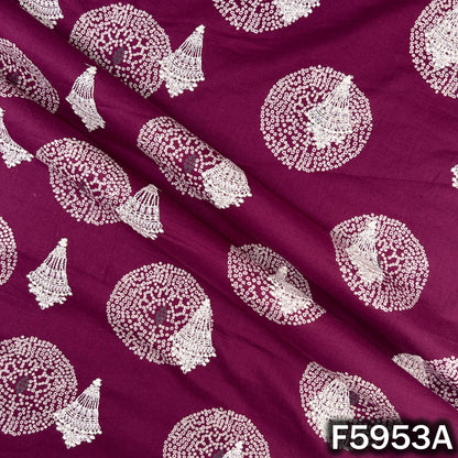 Digital Print Thread Embroidered Cotton Fabric - F5953