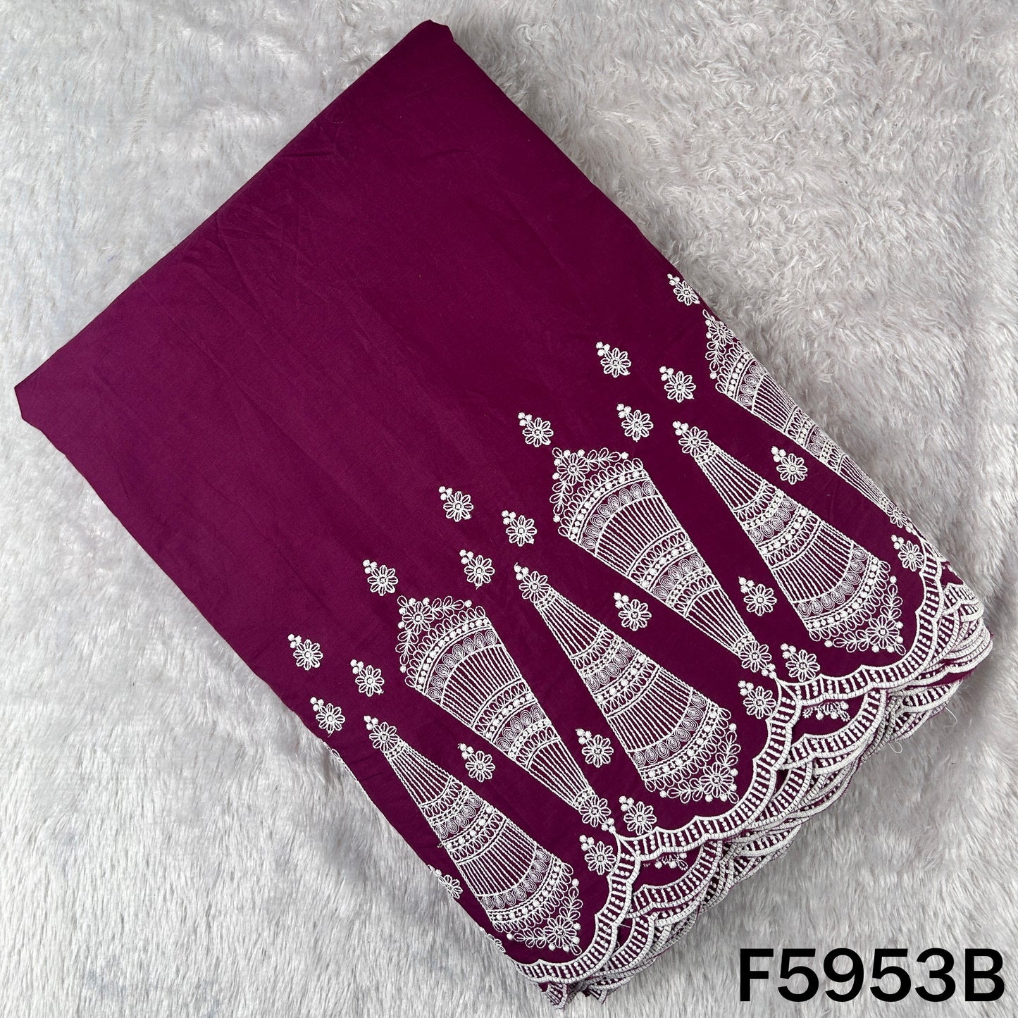 Digital Print Thread Embroidered Cotton Fabric - F5953