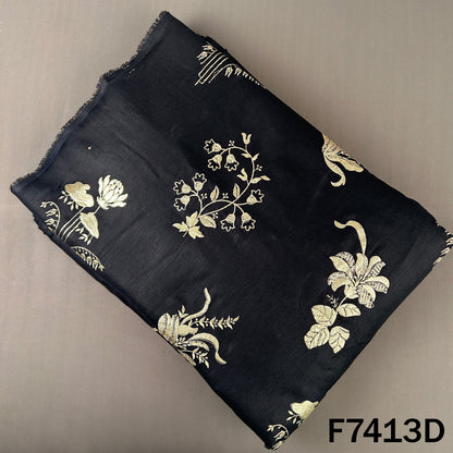 Zari Sequins Foil Work Linen Fabric - F7413