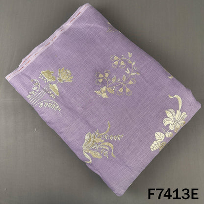 Zari Sequins Foil Work Linen Fabric - F7413
