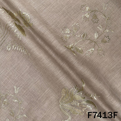 Zari Sequins Foil Work Linen Fabric - F7413
