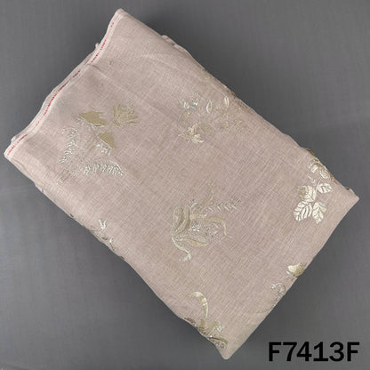 Zari Sequins Foil Work Linen Fabric - F7413