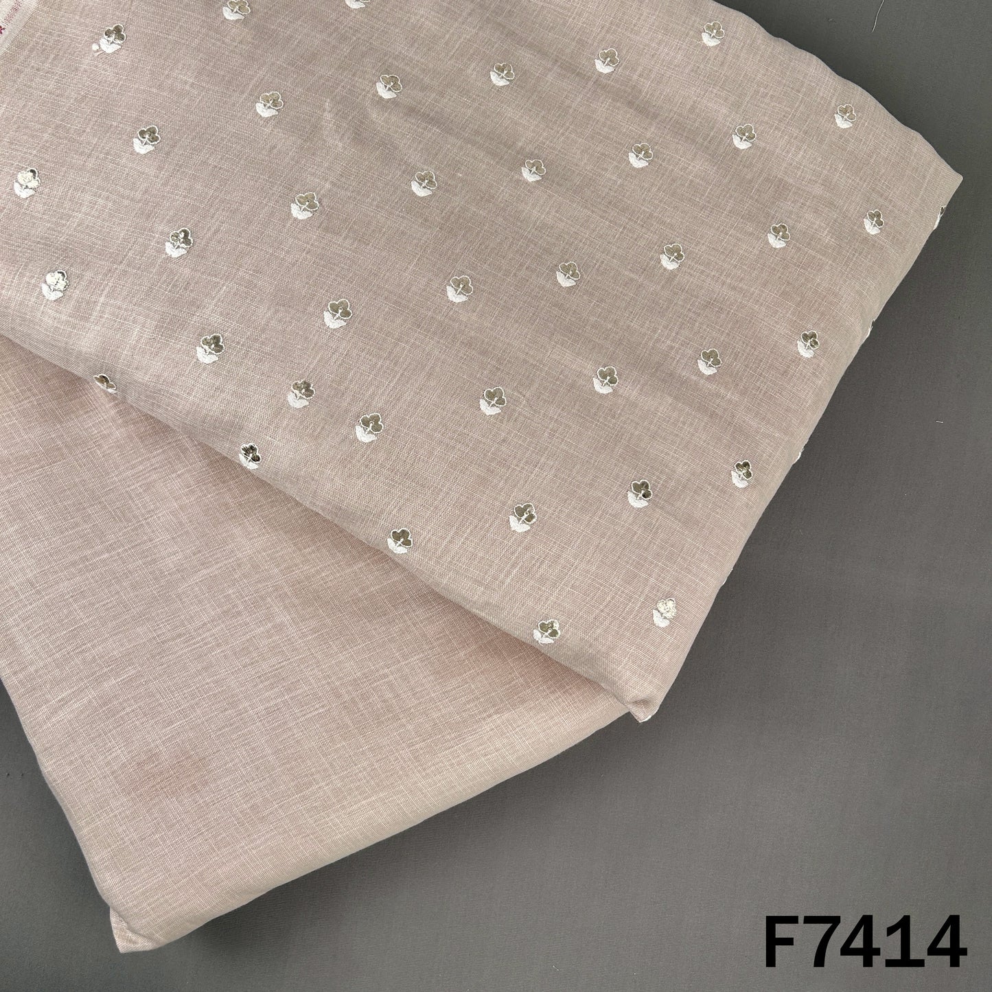 Thread Zari Buti Linen Fabric - F7414