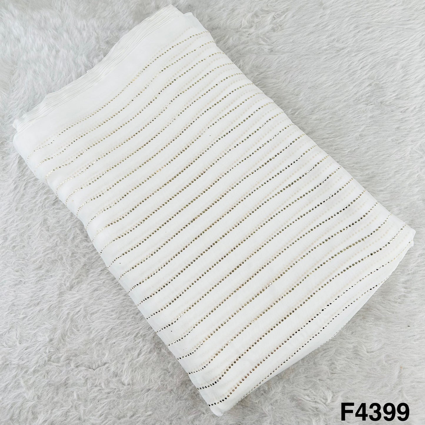 Dyeable Gold Pasted Mukaish Organza Fabric-F4399