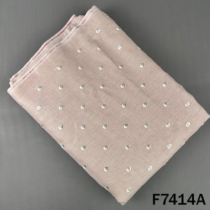 Thread Zari Buti Linen Fabric - F7414