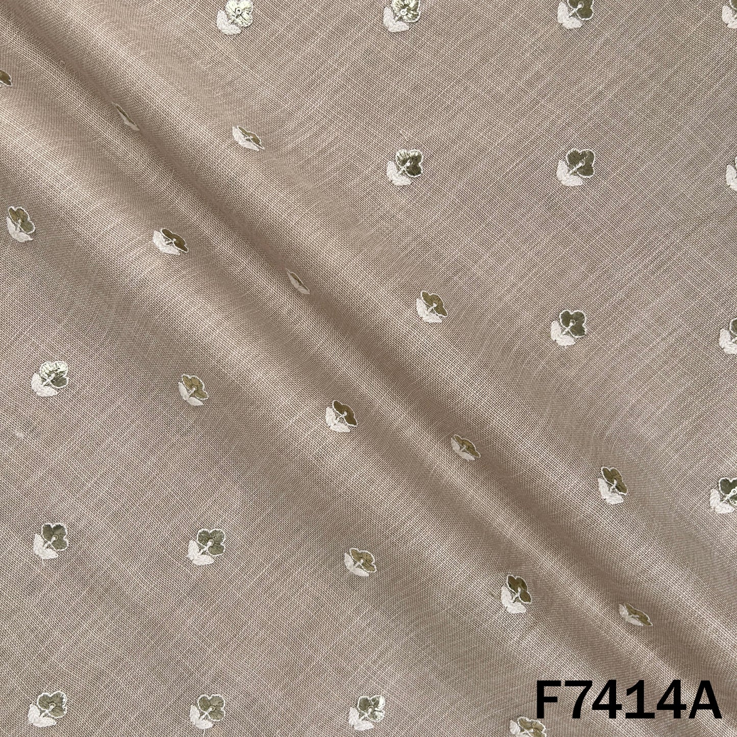 Thread Zari Buti Linen Fabric - F7414