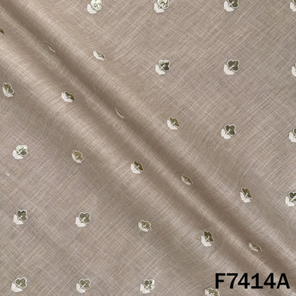 Thread Zari Buti Linen Fabric - F7414