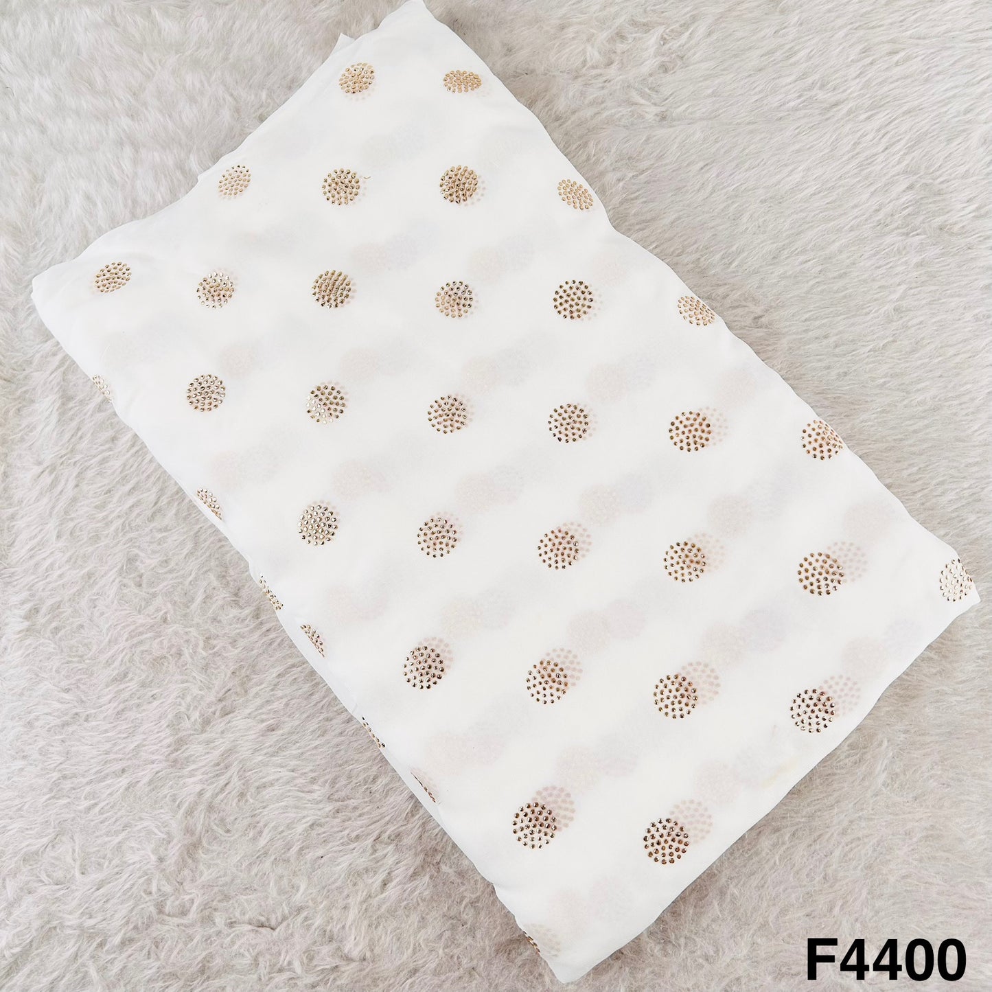 Dyeable Gold Pasted Mukaish Georgette  Fabric-F4400