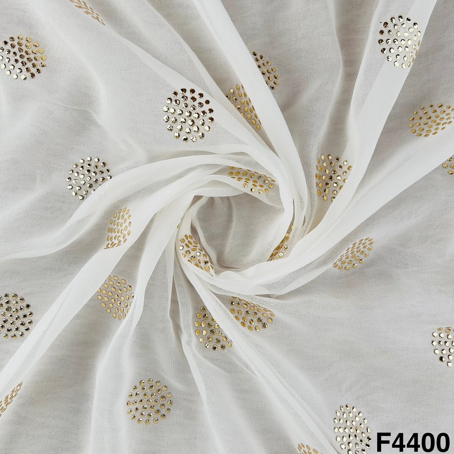 Dyeable Gold Pasted Mukaish Georgette  Fabric-F4400
