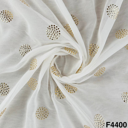 Dyeable Gold Pasted Mukaish Georgette  Fabric-F4400