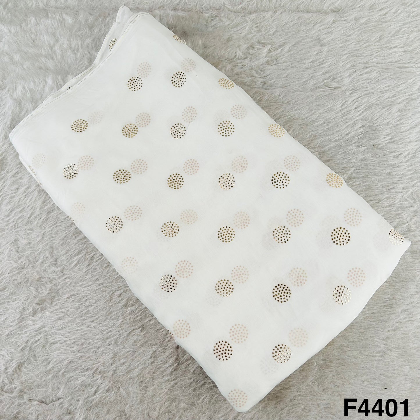 Dyeable Gold Pasted Mukaish Organza Fabric-F4401