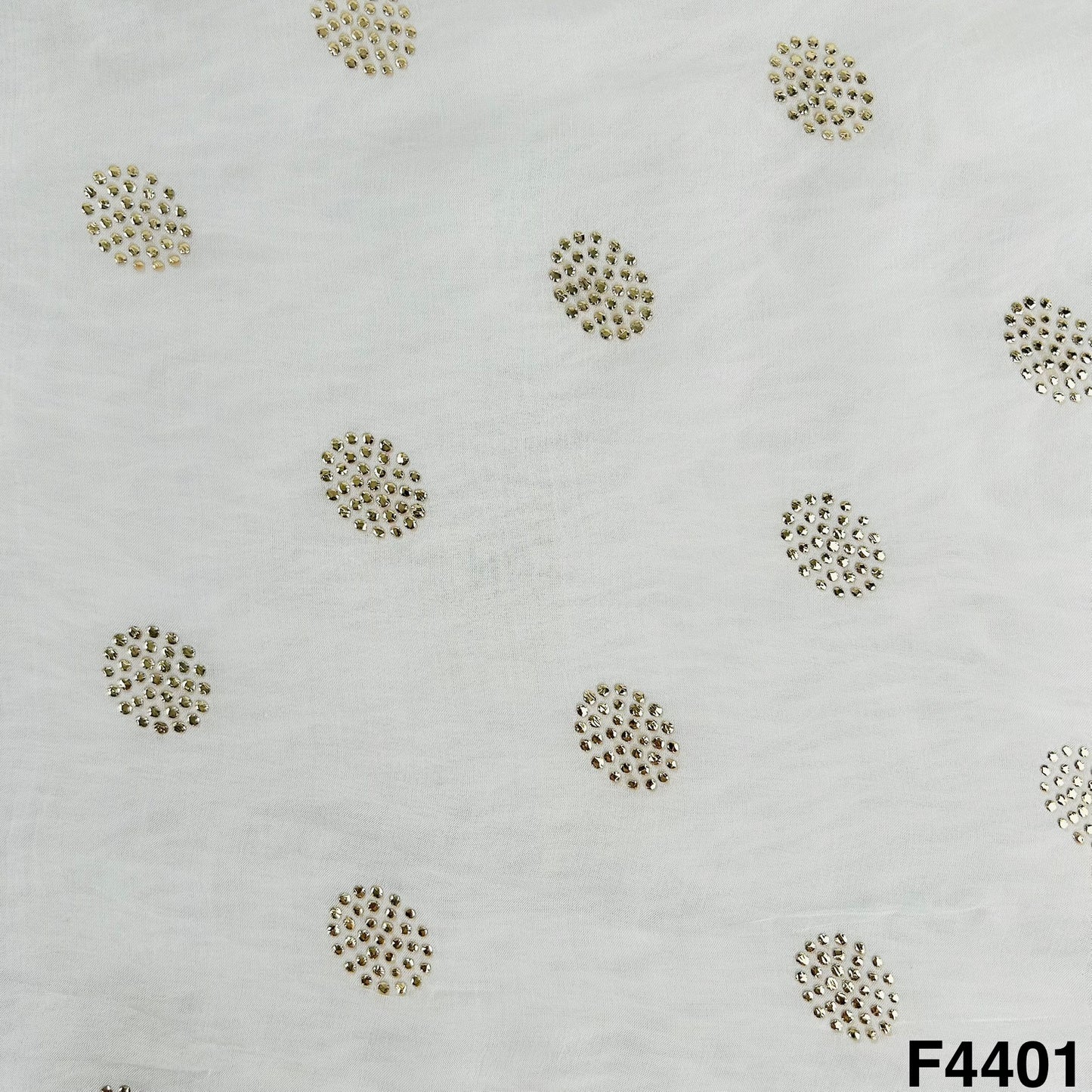 Dyeable Gold Pasted Mukaish Organza Fabric-F4401