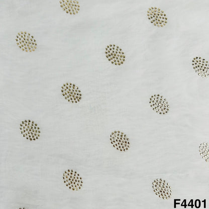 Dyeable Gold Pasted Mukaish Organza Fabric-F4401