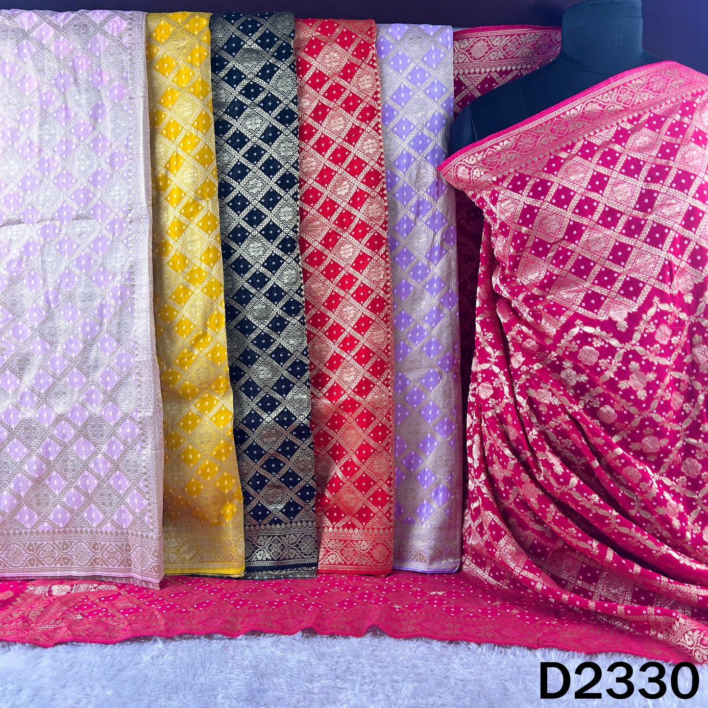 Zari Work Bandhani Print Georgette Dupatta - D2330