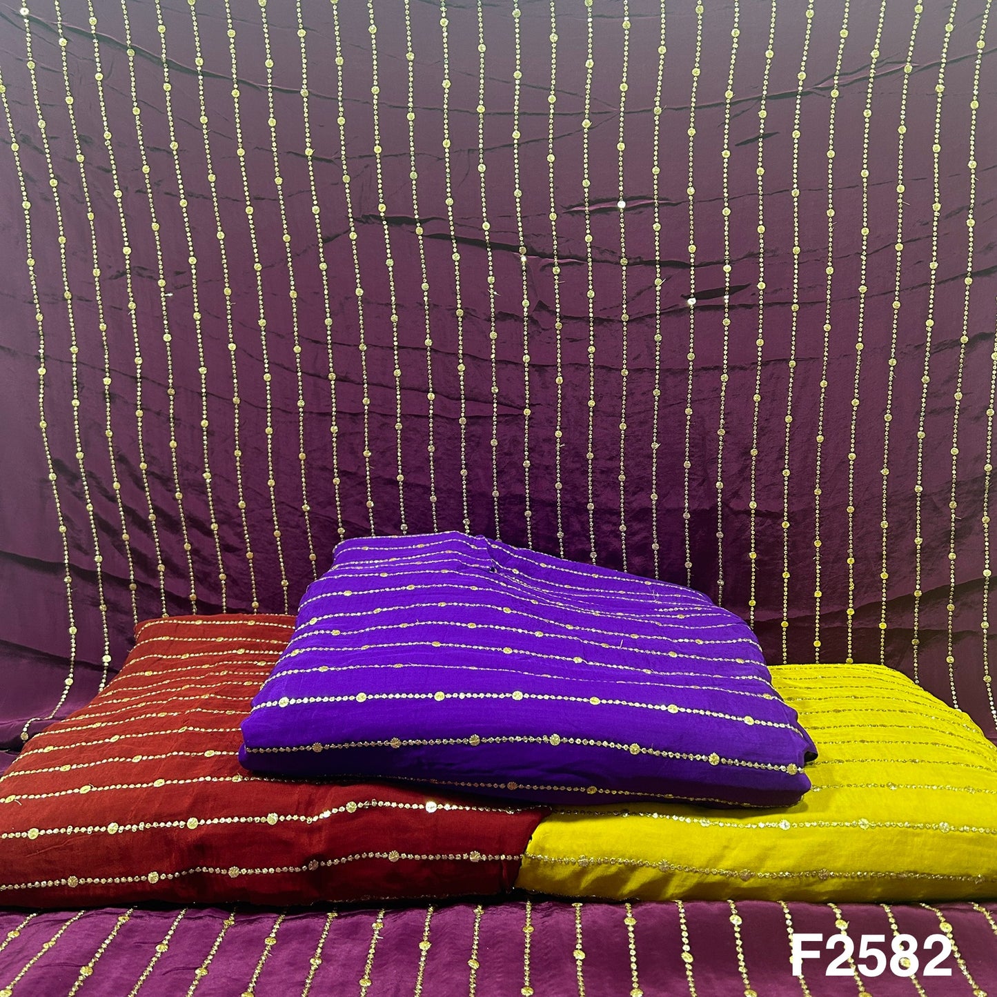 Zari sequins Crepe Fabric-F2582