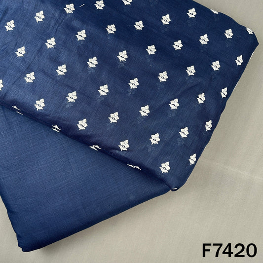 Thread Sequins Buti Work Linen Fabric - F7420