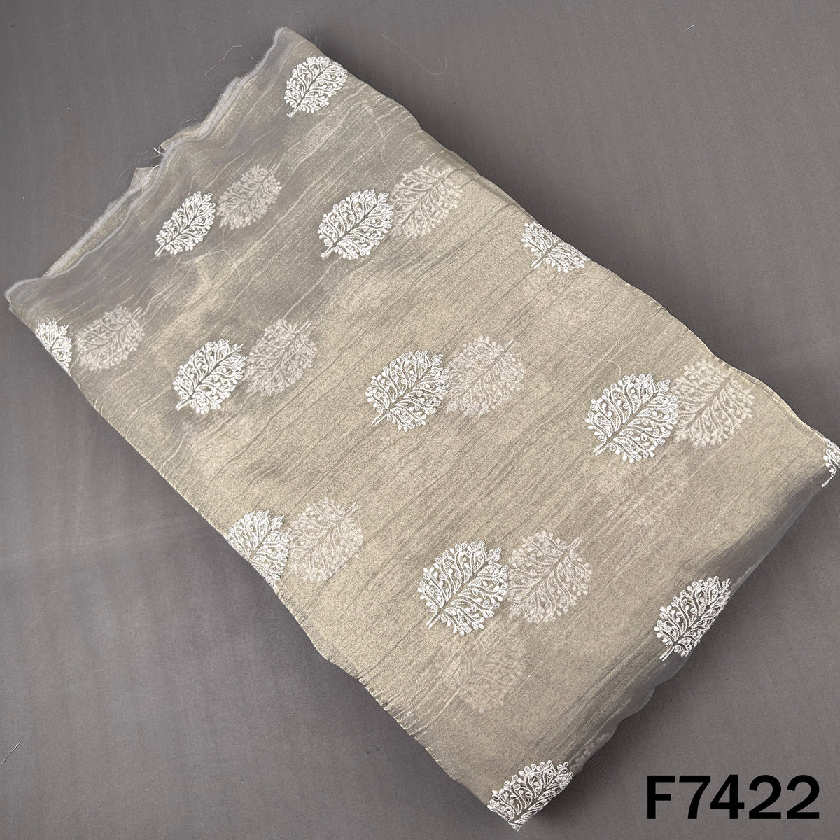 Thread Zari Sequins Work Crush Tissue Fabric - F7422