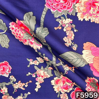 Floral Print Muslin Cotton Fabric - F5959