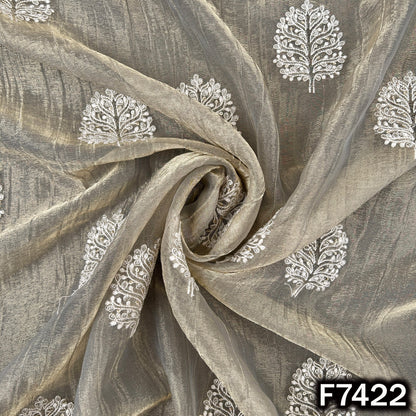 Thread Zari Sequins Work Crush Tissue Fabric - F7422