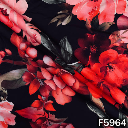 Floral Print Muslin Cotton Fabric - F5964