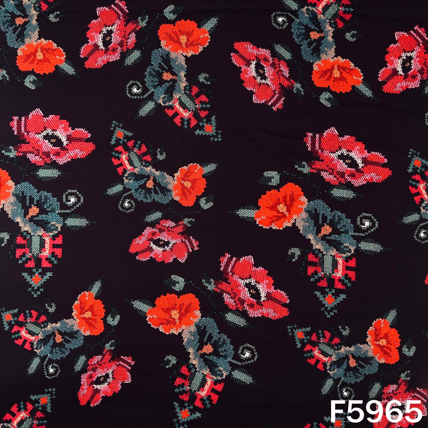 Floral Print Muslin Cotton Fabric - F5965