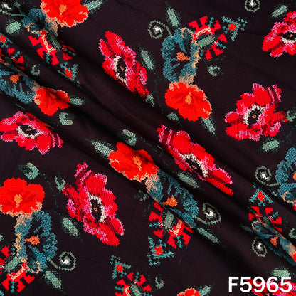 Floral Print Muslin Cotton Fabric - F5965