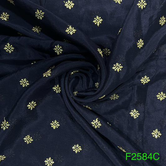 Zari Sequins Chinon Ciffon Fabric-F2584