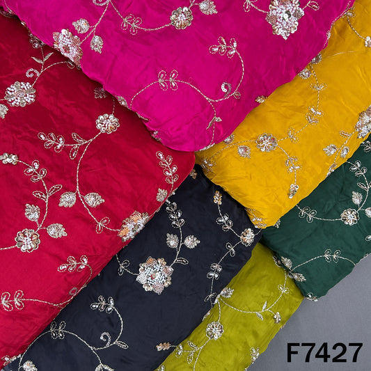 Cut Dana Zari Sequins Embroidered Crepe Fabric - F7427
