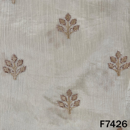 Dyeable Cut Dana Zari Work Shimmer Tissue Fabric - F7426