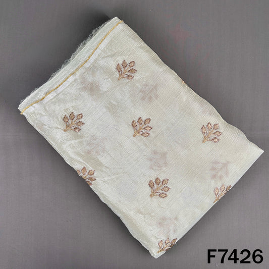 Dyeable Cut Dana Zari Work Shimmer Tissue Fabric - F7426