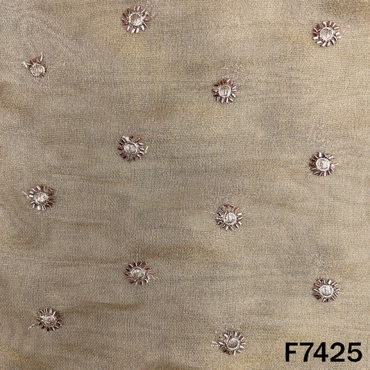 Dyeable Cut Dana Zari Work Shimmer Tissue Fabric - F7425