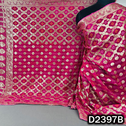 Bandhani Print Zari Work Dola Silk Dupatta - D2397