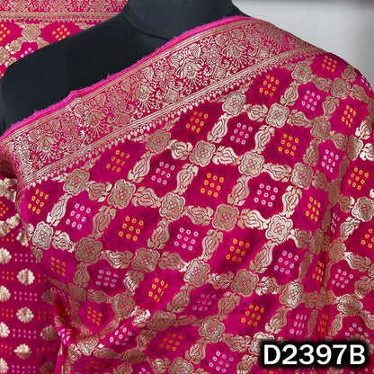 Bandhani Print Zari Work Dola Silk Dupatta - D2397