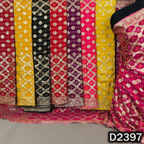 Bandhani Print Zari Work Dola Silk Dupatta - D2397