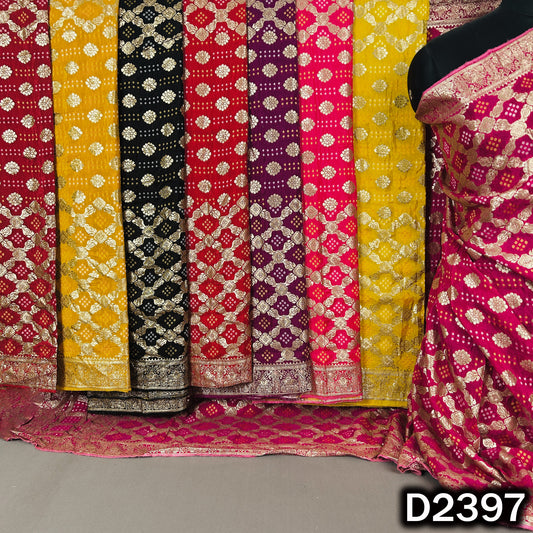 Bandhani Print Zari Work Dola Silk Dupatta - D2397
