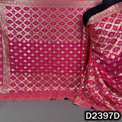 Bandhani Print Zari Work Dola Silk Dupatta - D2397